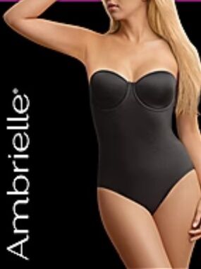 Ambrielle Bodybriefer Cupped Brief Bodysuit Shapewear In Black Size 36 D
